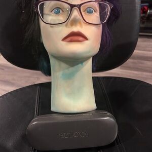 Bulova Gray Eyeglass Case with Purple Translucent Frames frame and case only